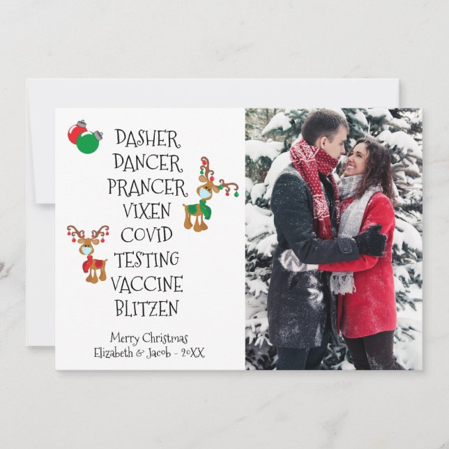 Cartão De Festividades Foto: Reindeer Face Máscara Da Vacina Christas (Frente)