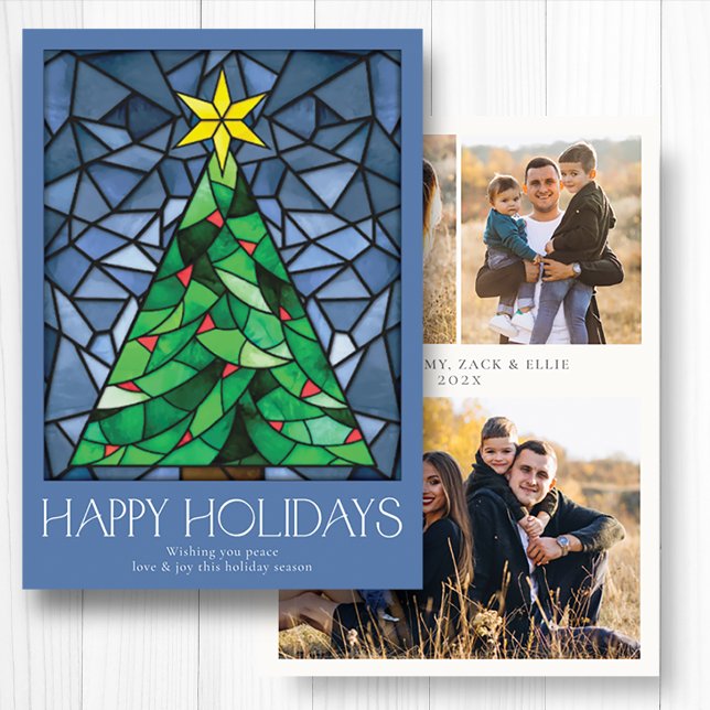 Cartão De Festividades Foto Retro Feliz Feriados Dusty Blue (Criador carregado)