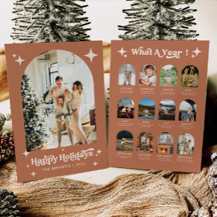 Cartão De Festividades Foto Revisão do Ano Boho Feliz Natal