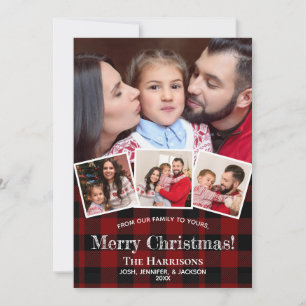 Cartão De Festividades Foto russa Colagem Buffalo Xadrez Natal