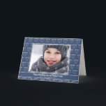Cartão De Festividades Foto Rustic Holiday Blue Menorah Hanukkah<br><div class="desc">Cartão de Foto Folheado Russo Azul Menorah Chanucá Azul com um padrão festivo dos menorás de Chanucá e seu texto e foto personalizados.</div>