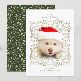 Cartão De Festividades Foto Rustic Pet Woodland Antler Wreath