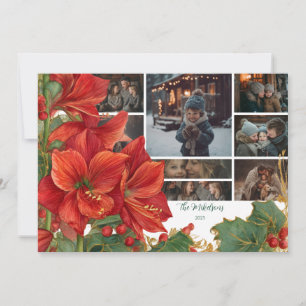 Cartão De Festividades Foto Rustic Red Amaryllis Natal