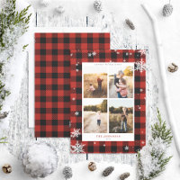 Foto Rustic Red Buffalo Check Snowflake 4