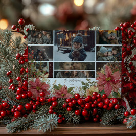 Cartão De Festividades Foto Rustic Stockand Poinsettias Christmas
