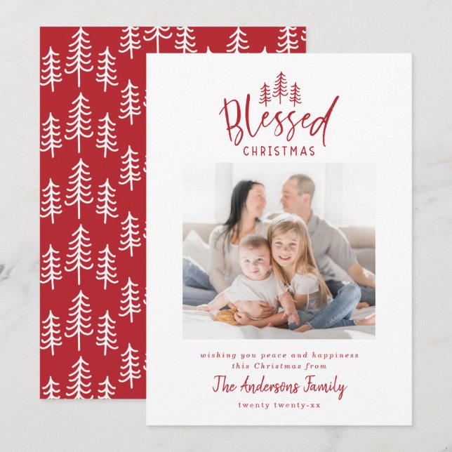Cartão De Festividades Foto rústica de Natal abençoada e moderna (Frente/Verso)