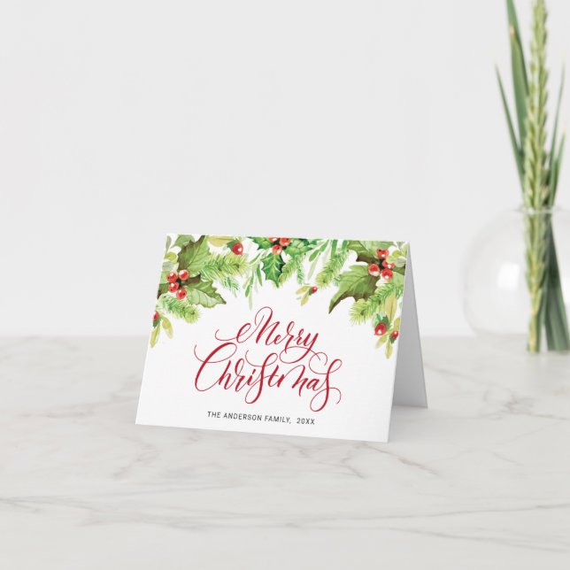 Cartão De Festividades FOTO Saudações de Natal com névoa de visco de azev (Frente)