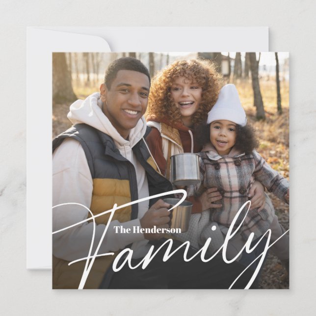 Cartão De Festividades Foto Simples de Família Personalizada (Frente)