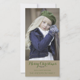 Cartão De Festividades Foto simples de Natal Verde e Rústico