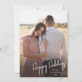 Cartão De Festividades Foto Simples de Script de Feriados Felizes Moderno