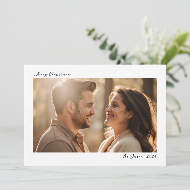 Cartão De Festividades Foto simples do Casal de Natal da Modern Trendy (Em pé/Frente)