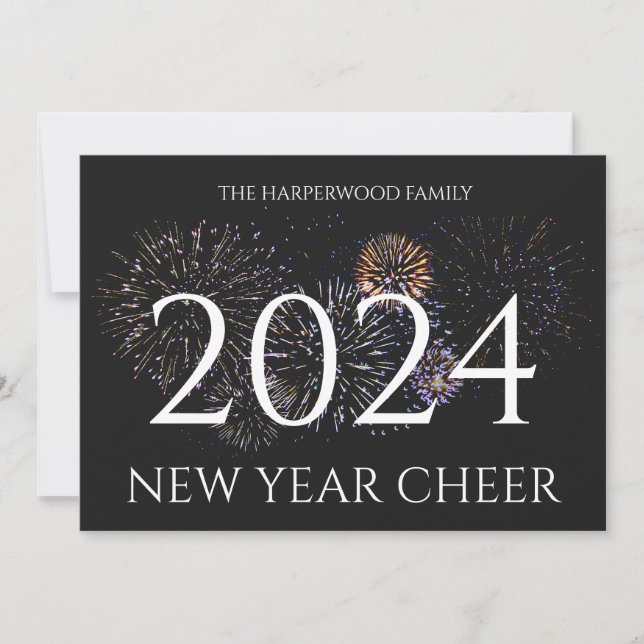 Cartão De Festividades Foto simples do Feliz ano novo moderno Elegante On (Frente)