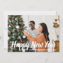 Cartão De Festividades Foto simples do Feliz ano novo moderno Elegante On