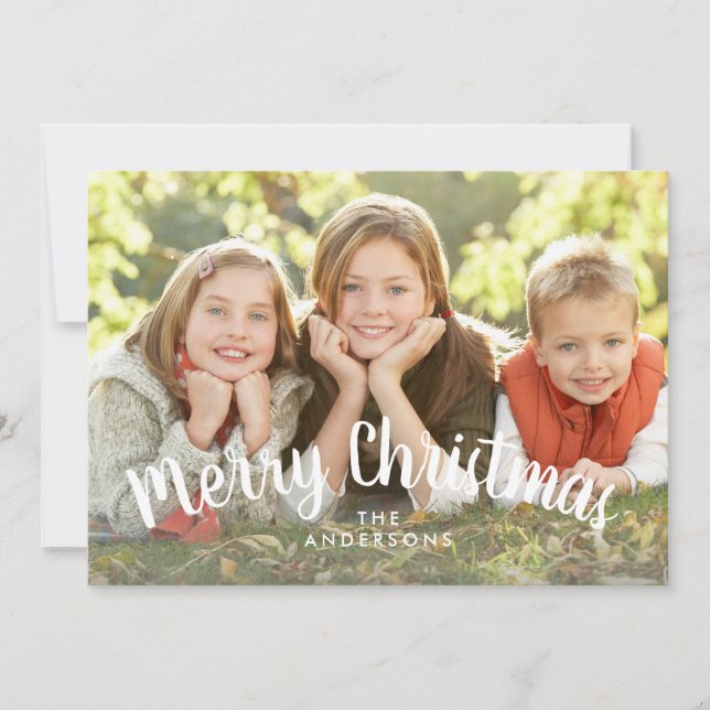 Cartão De Festividades Foto simples do feriado do roteiro do Feliz Natal (Frente)
