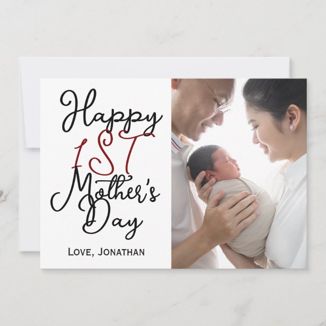 Cartão De Festividades Foto simples do primeiro Dia de as mães Elegante (Frente)