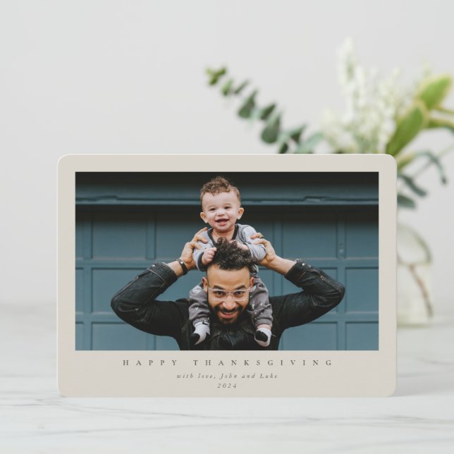 Cartão De Festividades Foto simples do Solteiro moderno Feliz Dia de Ação (Em pé/Frente)