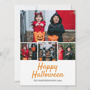 Cartão De Festividades Foto Simples e Elegante de Família de Quatro no Ha