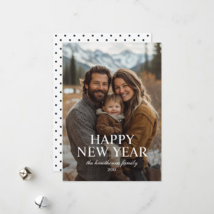 Cartão De Festividades Foto Simples e Elegante de Feliz Ano Novo