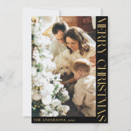 Cartão De Festividades Foto Simples e Minimalista da Família Feliz Natal