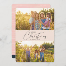 Cartão De Festividades Foto Simples e Moderna de Script Rosa de Natal Fel