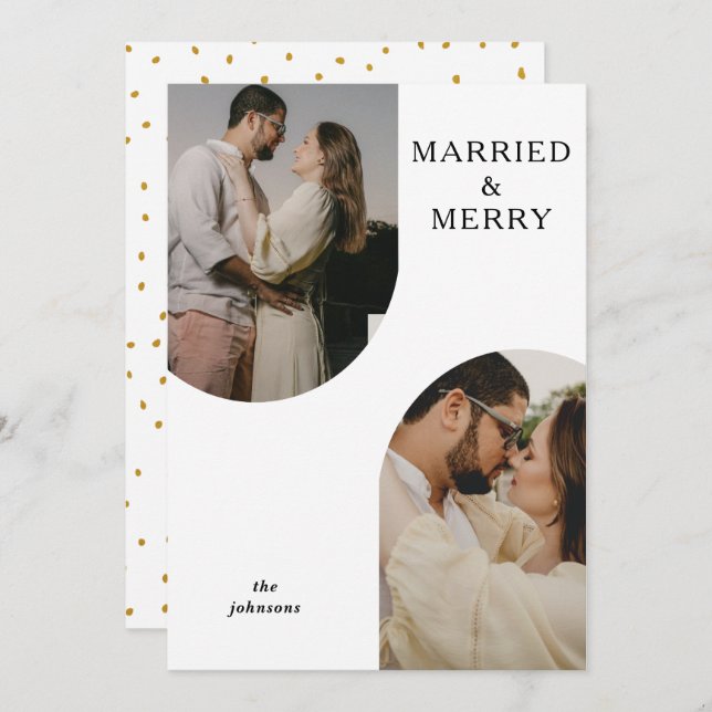 Cartão De Festividades Foto Simples Moderna de Arco Duplo Duas (Frente/Verso)