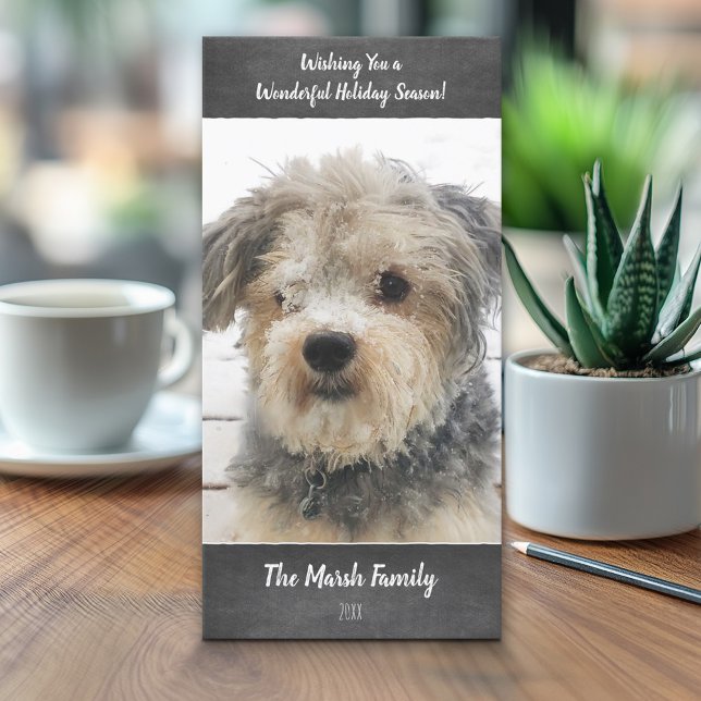 Cartão De Festividades Foto - Simples quadro com script no Natal (Classic Christmas Photo Card)