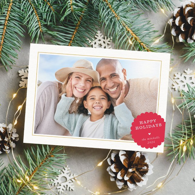 Cartão De Festividades FOTO SIMPLES VERMELHA festiva mínima moderna (Criador carregado)