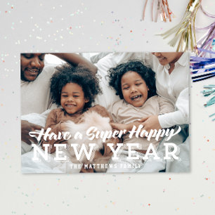 Cartão De Festividades Foto Super Feliz Ano Novo Completa