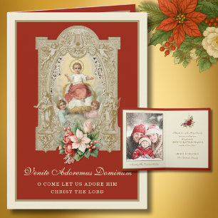 Cartão De Festividades Foto Tradicional de Natal Católico Vintage