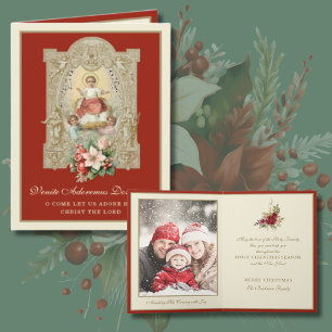 Cartão De Festividades Foto Tradicional de Natal Católico Vintage