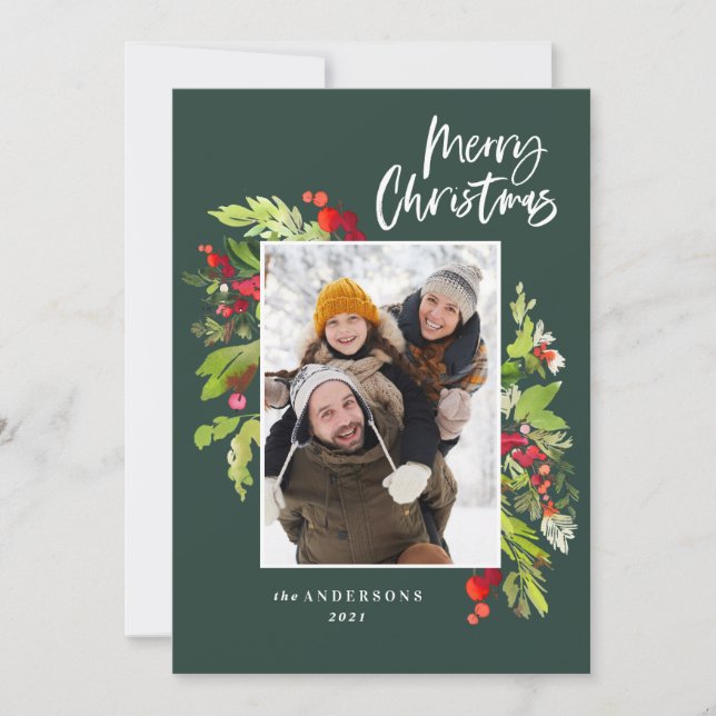 Cartão De Festividades Foto tradicional russa da folhagem de Natal (Frente)