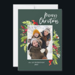 Cartão De Festividades Foto tradicional russa da folhagem de Natal<br><div class="desc">Cartão de Natal de aquarela floral e folhagem. Linda aquarela pintada de folhagem e texto moderno de roteiro. Parte de uma coleção.</div>