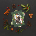 Cartão De Festividades Foto tradicional russa da folhagem verde-feriada<br><div class="desc">Cartão de férias russo tradicional de folhagem verde-feriado 1. Linda aquarela pintada de folhagem e texto moderno de roteiro. Parte de uma coleção.</div>