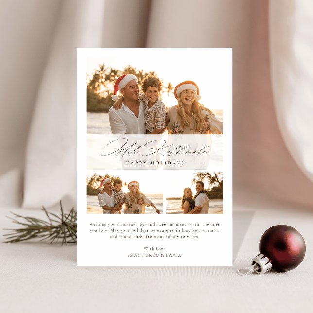 Cartão De Festividades Foto Tropical 3 do Script Moderno Mele Kalikimaka (Criador carregado)