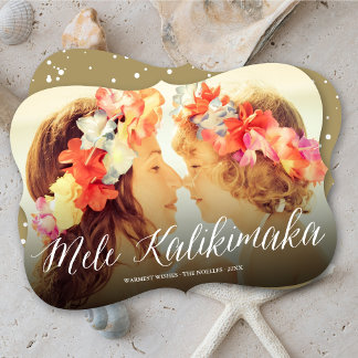 Cartão De Festividades Foto Tropical de Praia Mele Kalikimaka Simple Scri