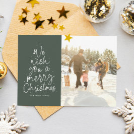 Cartão De Festividades Foto verde de família no Natal feliz