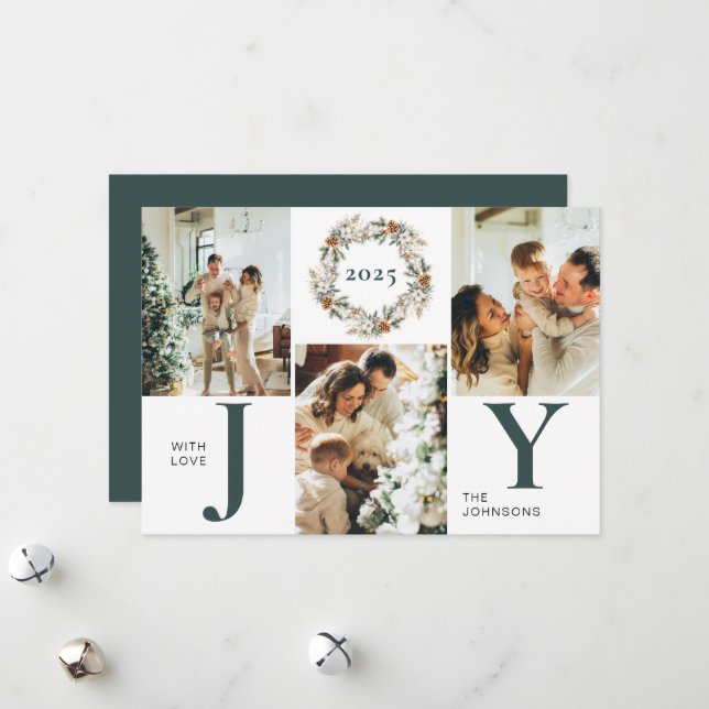 Cartão De Festividades Foto Verde Moderna Coleção de Alegria Verde (Frente/Verso In Situ)