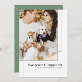 Cartão De Festividades Foto verde simples da linha geométrica moderna