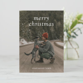 Cartão De Festividades Foto Verde Simples Natal Moderno