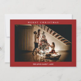 Cartão De Festividades Foto Vermelha de Natal Minimalista