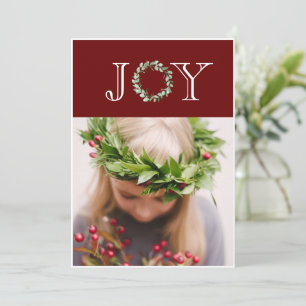 Cartão De Festividades Foto Vermelha de Natal Personalizada 'Alegria'