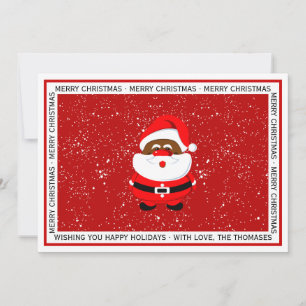Cartão De Festividades Foto vermelha do Natal afro-americano do Papai Noe