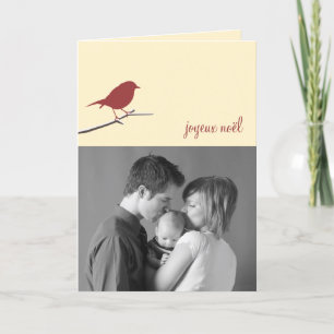 Cartão De Festividades Foto vermelha do Natal de Joyeux Noël do pisco de