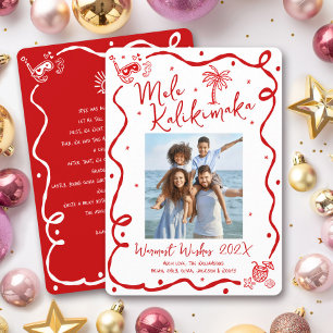 Cartão De Festividades Foto Vermelha Mele Kalikimaka Natal Desenhado à Mã