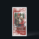 Cartão De Festividades Foto Vertical - Deixe-a nevar - Borgonha<br><div class="desc">Personalize-o com 1 foto vertical / retrato,  seu nome de família e o ano atual.</div>