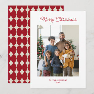 Cartão De Festividades Foto Vintage de Natal com Letra Vermelha Minimalis