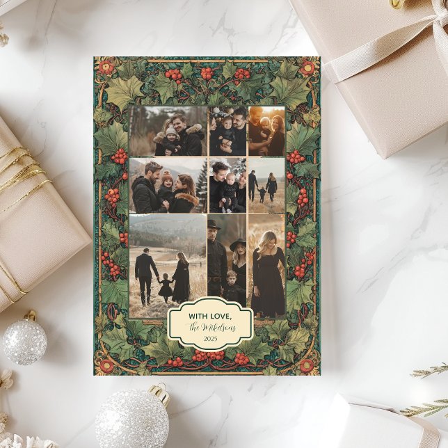 Cartão De Festividades Foto VRustic Festa de Natal Holly (Criador carregado)