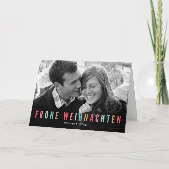 Cartão De Festividades Foto Weihnachtskarte | Bunte Weihnachten (Frente)