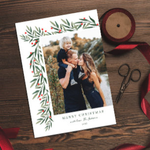 Cartão De Festividades Foto White do inverno Greenery