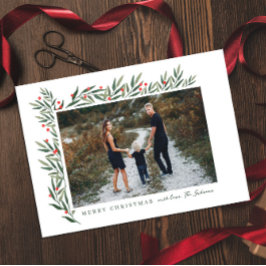 Cartão De Festividades Foto White do inverno Greenery